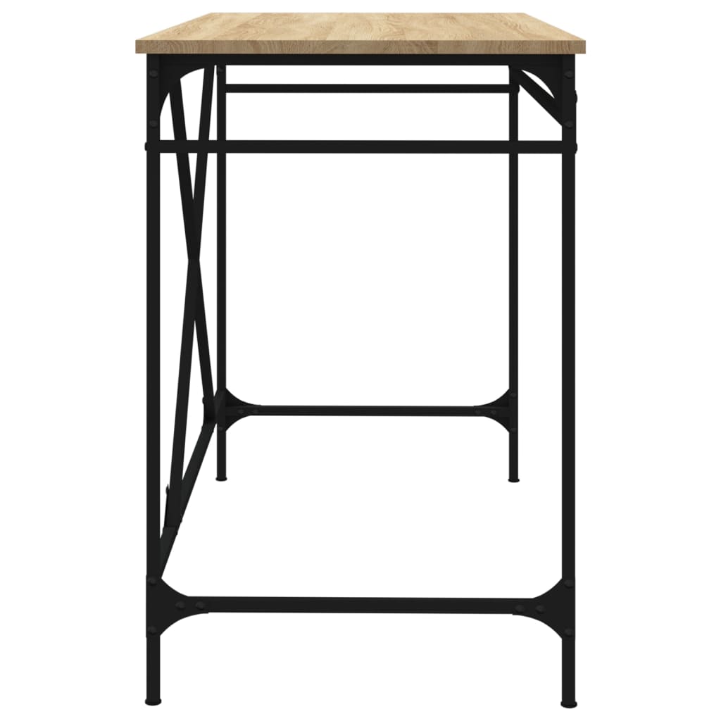 Desk Sonoma Oak 100x50x75 cm Engineered Wood and Iron